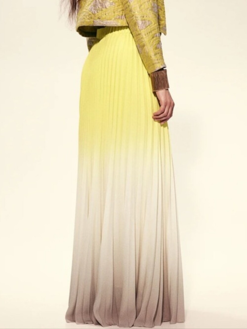 NWT H&M Ombre Pleated Maxi Skirt Yellow Size XL - Picture 13 of 13
